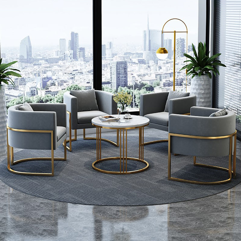 Parsons Arm Chair Leather Indoor Dining Chair with Gold Frame