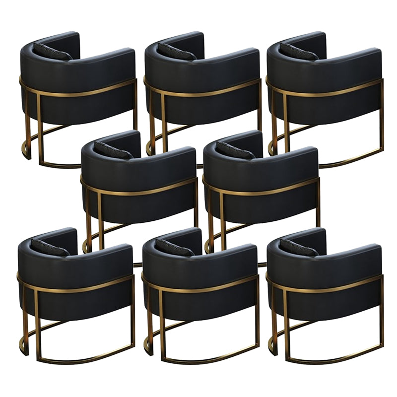 Parsons Arm Chair Leather Indoor Dining Chair with Gold Frame