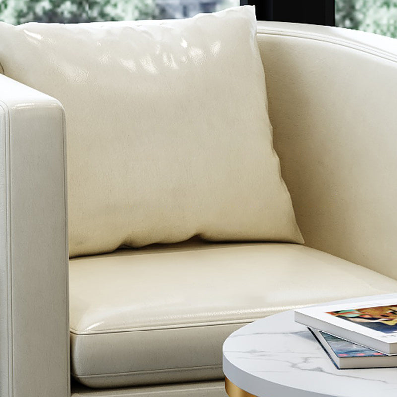 Parsons Arm Chair Leather Indoor Dining Chair with Gold Frame