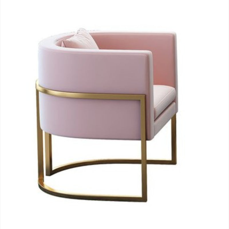 Parsons Arm Chair Leather Indoor Dining Chair with Gold Frame