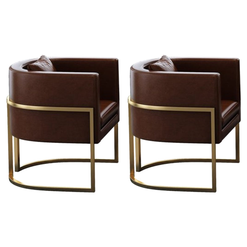 Parsons Arm Chair Leather Indoor Dining Chair with Gold Frame