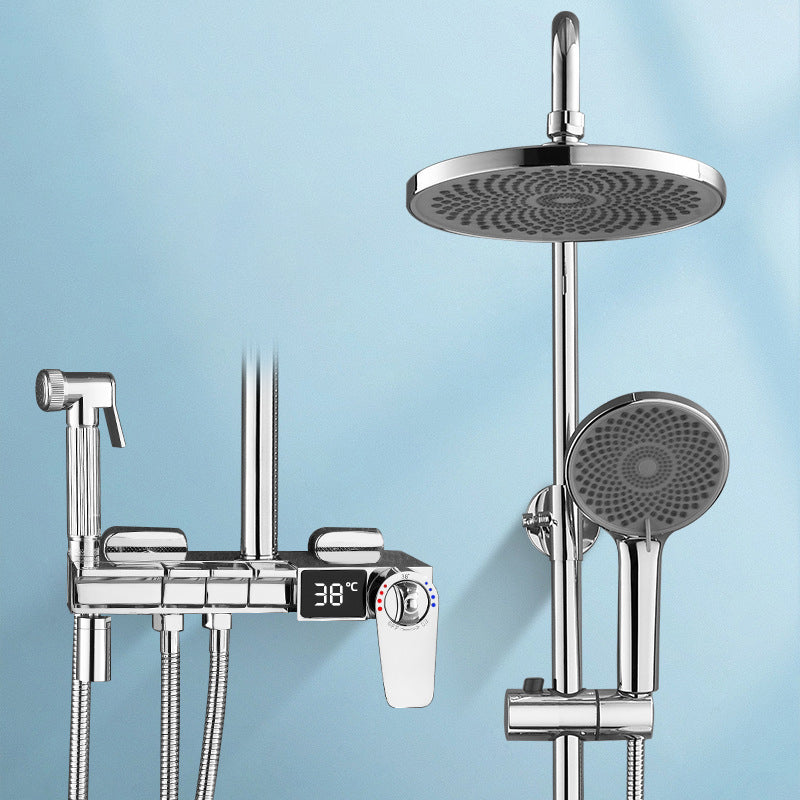 Modern Brass Shower System Adjustable Spray Pattern Shower Set