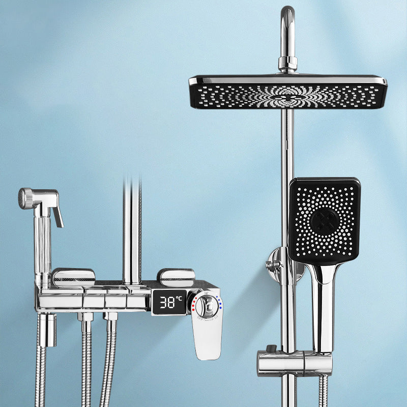 Modern Brass Shower System Adjustable Spray Pattern Shower Set