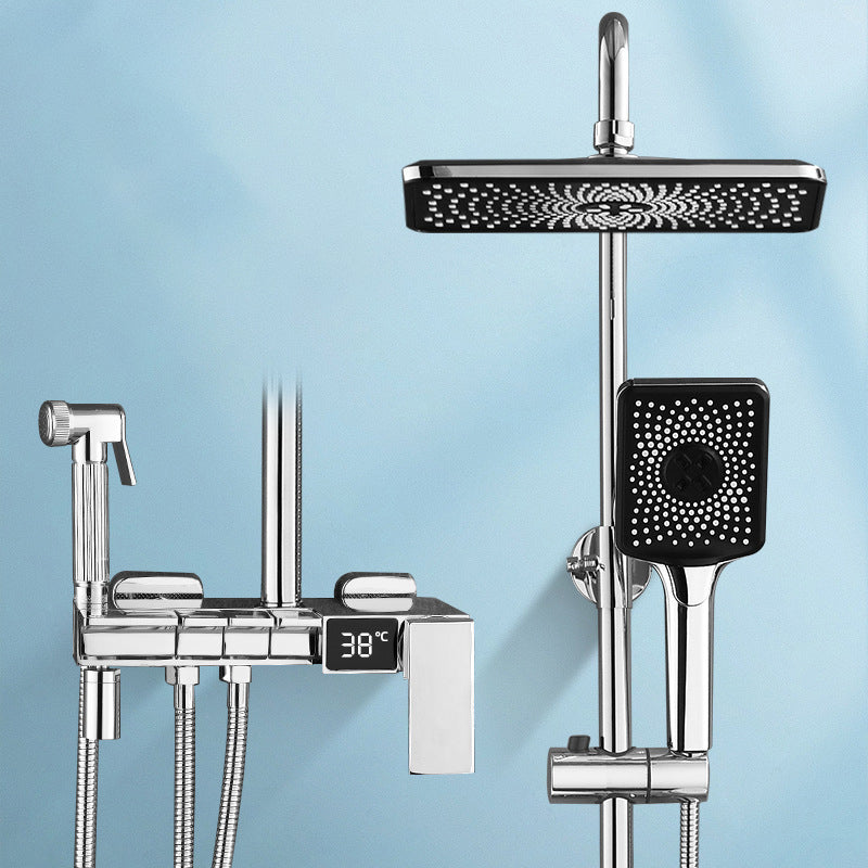 Modern Brass Shower System Adjustable Spray Pattern Shower Set
