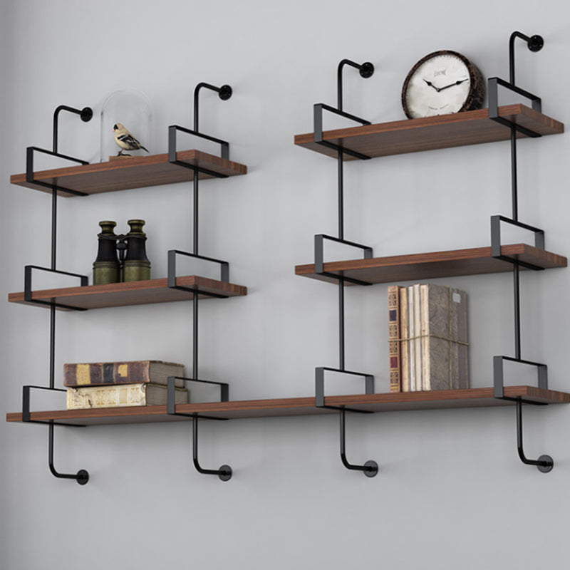 Floating Engineered Wood Bookshelf Industrial Closed Back Bookcase
