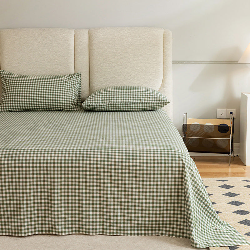 100 Cotton Sheet Set Checkered and Solid Color1or 2 Piece Bed Sheet