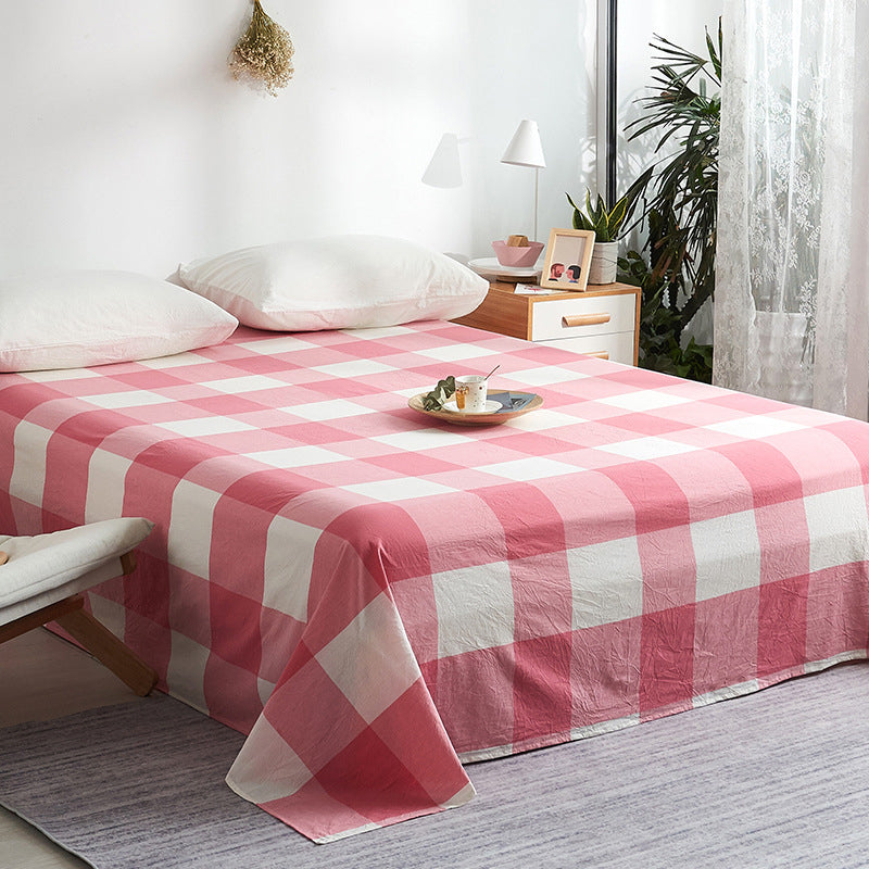 100 Cotton Sheet Set Checkered and Solid Color1or 2 Piece Bed Sheet
