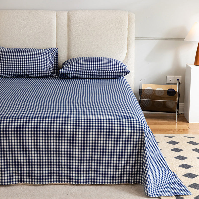 100 Cotton Sheet Set Checkered and Solid Color1or 2 Piece Bed Sheet