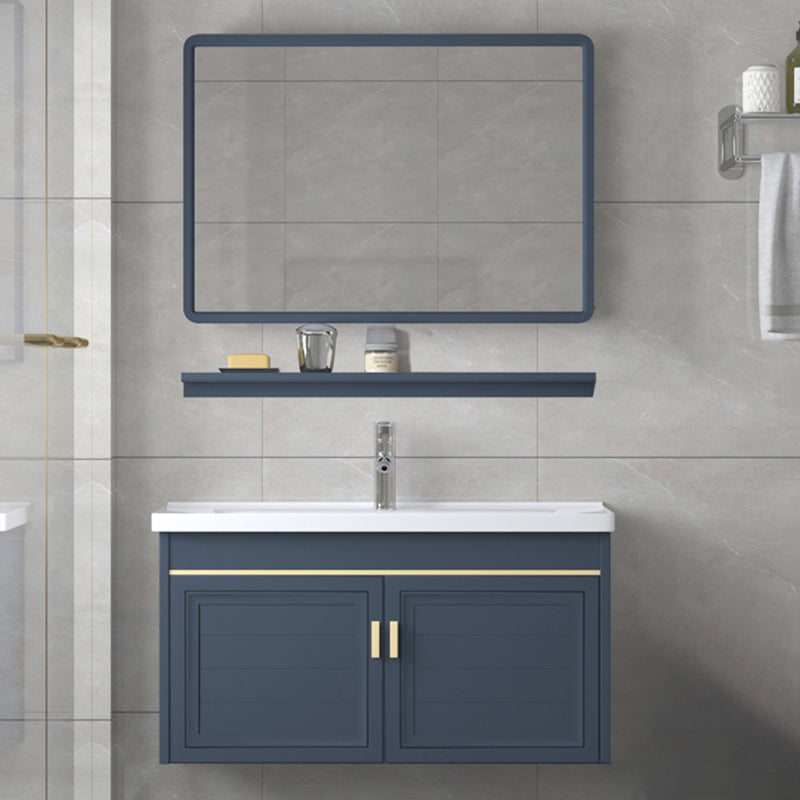 Modern Wall-Mounted Sink Vanity Blue Wall Mount Vanity Cabinet