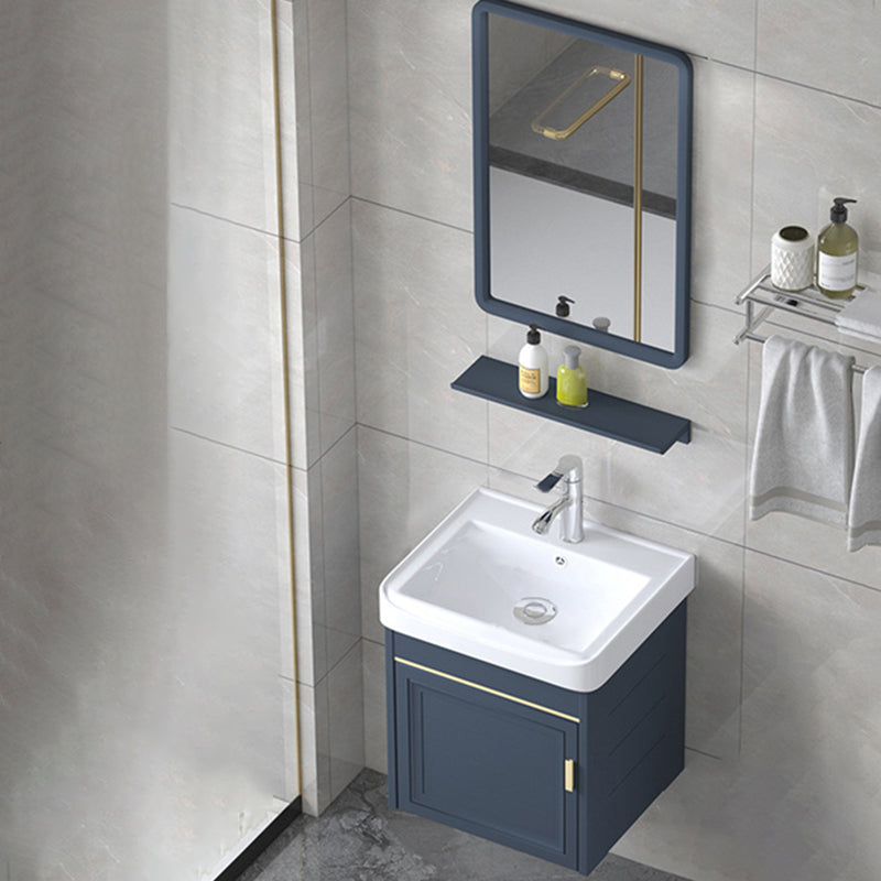 Modern Wall-Mounted Sink Vanity Blue Wall Mount Vanity Cabinet