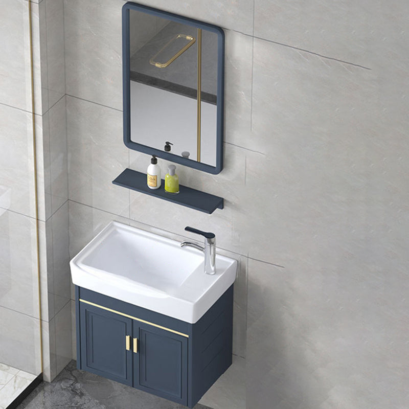 Modern Wall-Mounted Sink Vanity Blue Wall Mount Vanity Cabinet