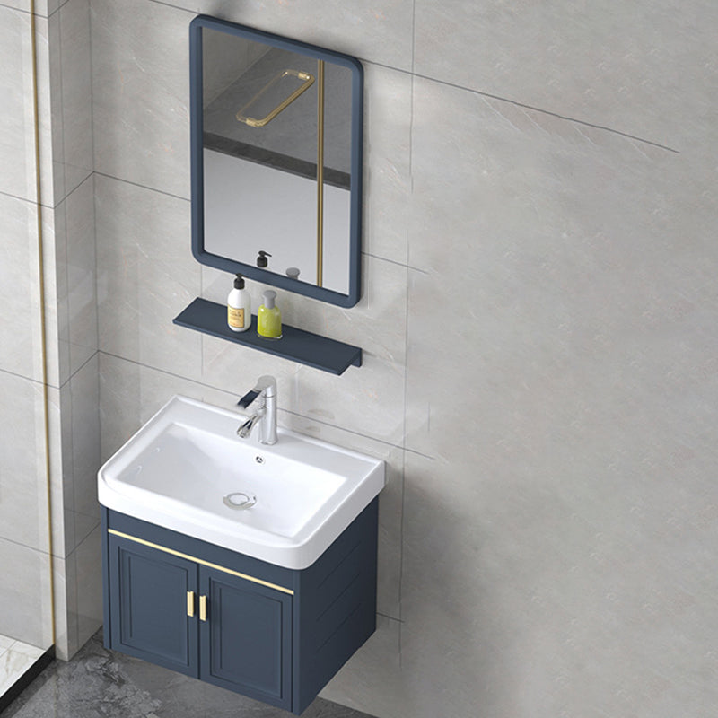 Modern Wall-Mounted Sink Vanity Blue Wall Mount Vanity Cabinet