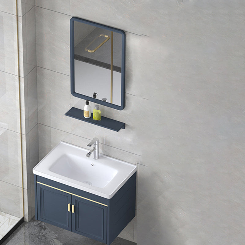 Modern Wall-Mounted Sink Vanity Blue Wall Mount Vanity Cabinet