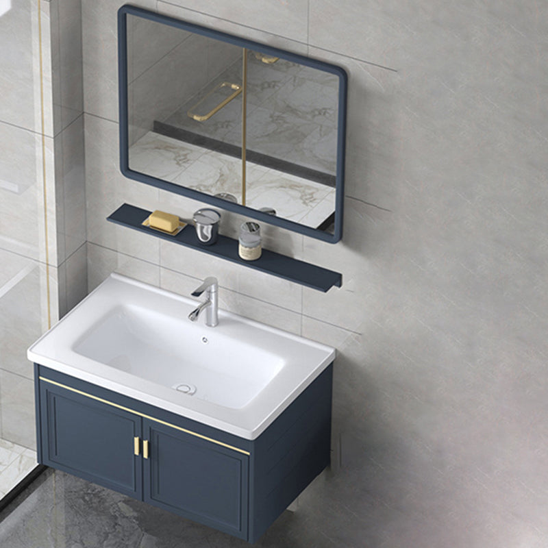 Modern Wall-Mounted Sink Vanity Blue Wall Mount Vanity Cabinet
