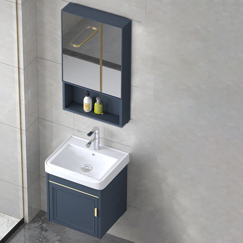 Modern Wall-Mounted Sink Vanity Blue Wall Mount Vanity Cabinet