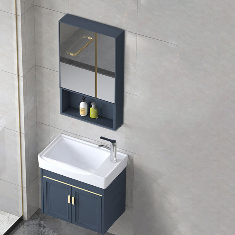 Modern Wall-Mounted Sink Vanity Blue Wall Mount Vanity Cabinet