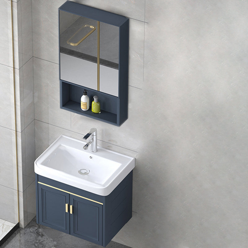 Modern Wall-Mounted Sink Vanity Blue Wall Mount Vanity Cabinet