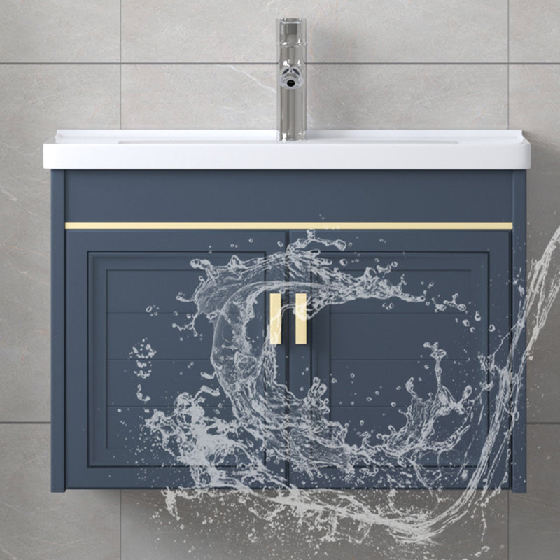 Modern Wall-Mounted Sink Vanity Blue Wall Mount Vanity Cabinet
