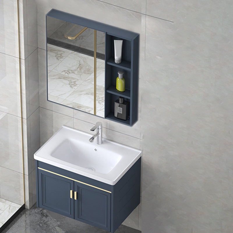 Modern Wall-Mounted Sink Vanity Blue Wall Mount Vanity Cabinet