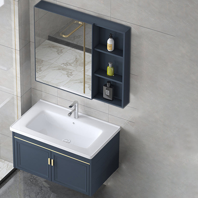 Modern Wall-Mounted Sink Vanity Blue Wall Mount Vanity Cabinet