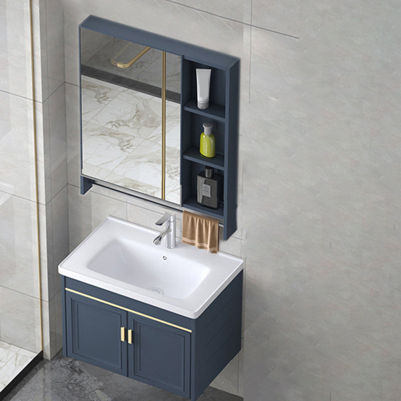 Modern Wall-Mounted Sink Vanity Blue Wall Mount Vanity Cabinet