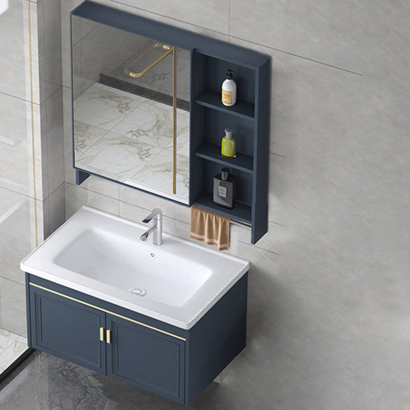 Modern Wall-Mounted Sink Vanity Blue Wall Mount Vanity Cabinet