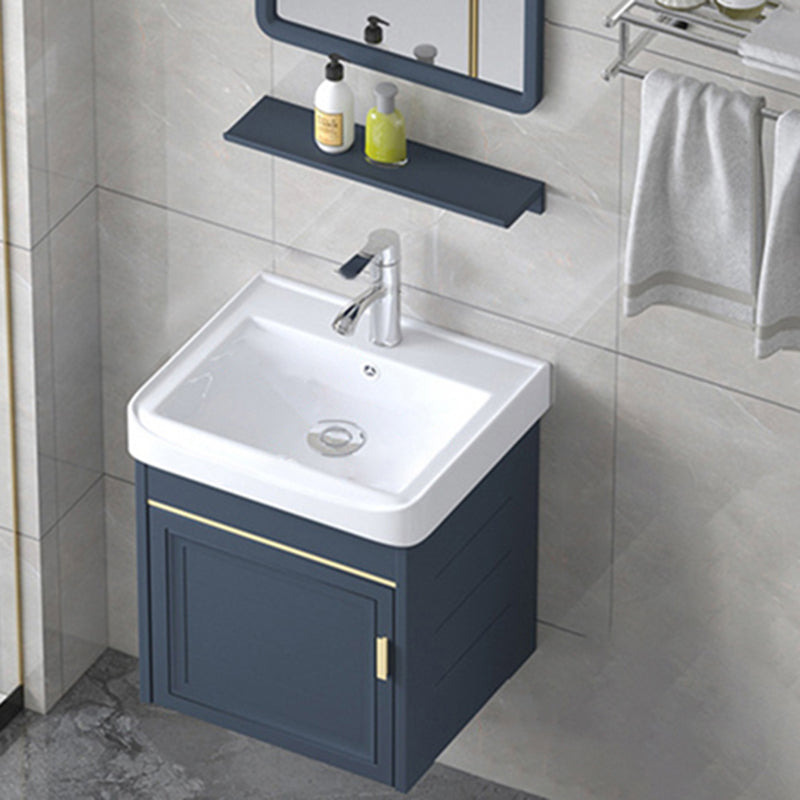 Modern Wall-Mounted Sink Vanity Blue Wall Mount Vanity Cabinet