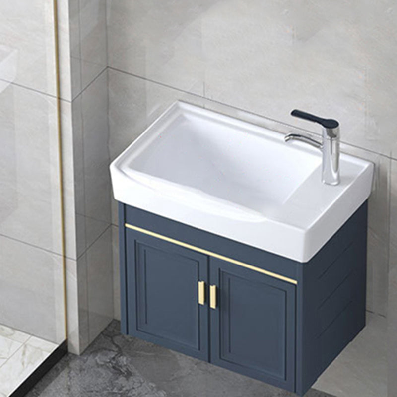 Modern Wall-Mounted Sink Vanity Blue Wall Mount Vanity Cabinet