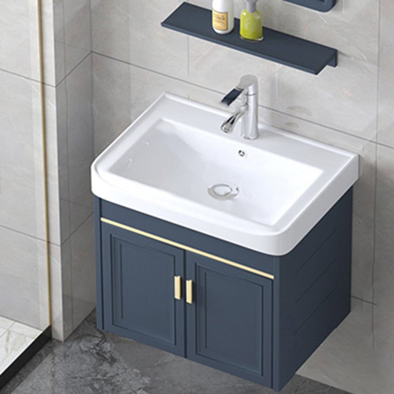 Modern Wall-Mounted Sink Vanity Blue Wall Mount Vanity Cabinet