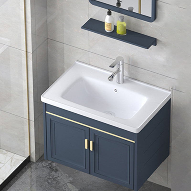 Modern Wall-Mounted Sink Vanity Blue Wall Mount Vanity Cabinet