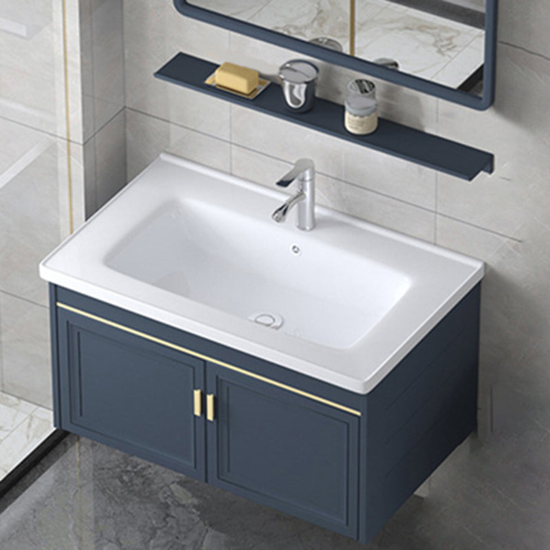 Modern Wall-Mounted Sink Vanity Blue Wall Mount Vanity Cabinet