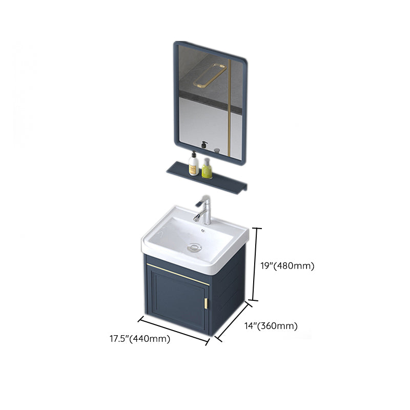 Modern Wall-Mounted Sink Vanity Blue Wall Mount Vanity Cabinet