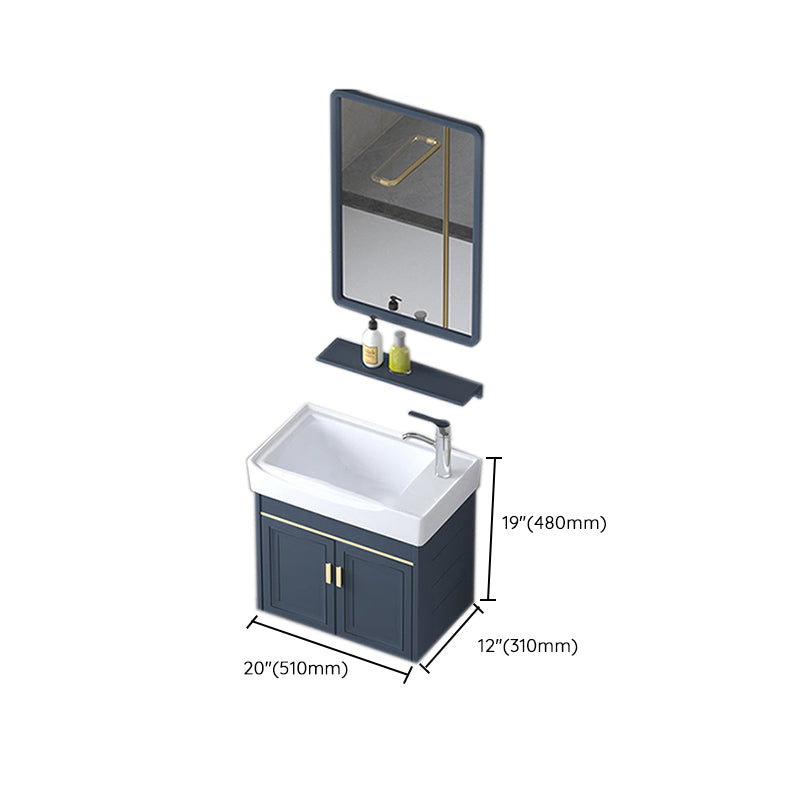 Modern Wall-Mounted Sink Vanity Blue Wall Mount Vanity Cabinet