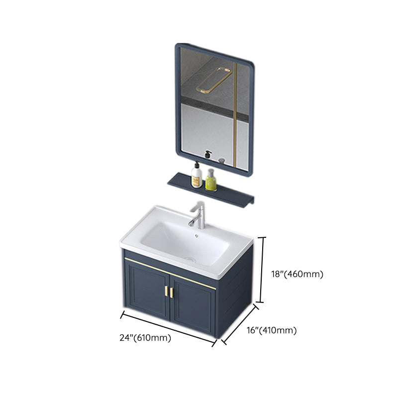 Modern Wall-Mounted Sink Vanity Blue Wall Mount Vanity Cabinet