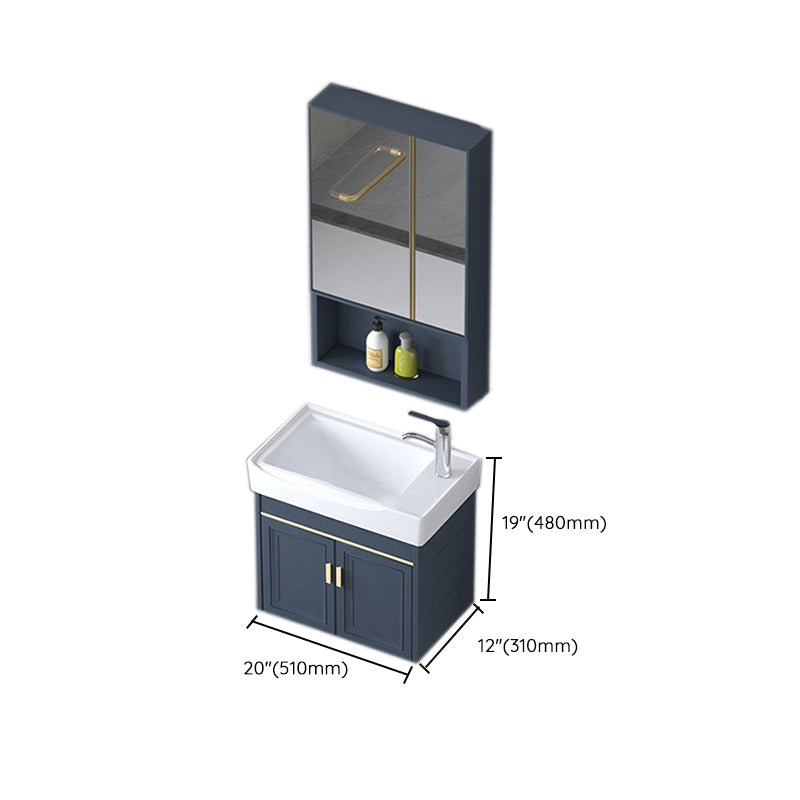 Modern Wall-Mounted Sink Vanity Blue Wall Mount Vanity Cabinet