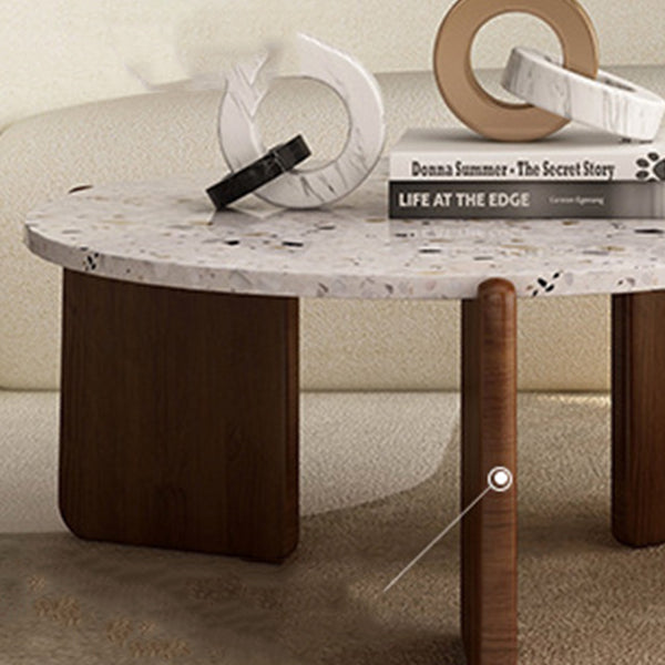 Modern 3 Legs Coffee Table Slate Round Coffee Cocktail Table