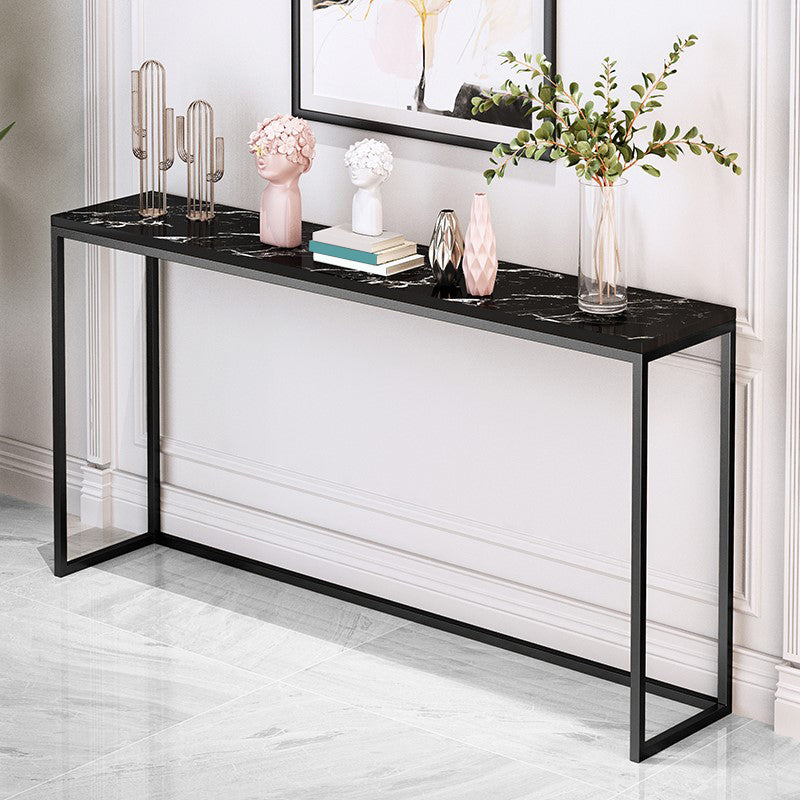 11" W Contemporary Console Table Stone Rectangle Accent Table