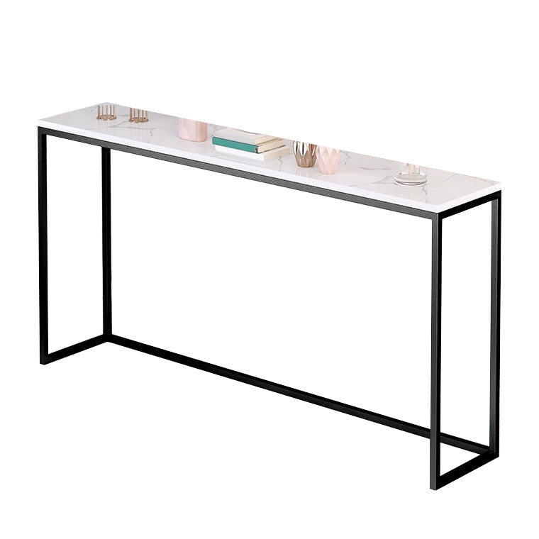 11" W Contemporary Console Table Stone Rectangle Accent Table
