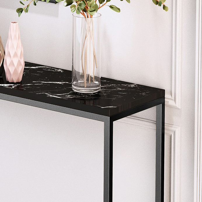 11" W Contemporary Console Table Stone Rectangle Accent Table