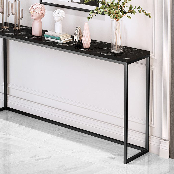 11" W Contemporary Console Table Stone Rectangle Accent Table