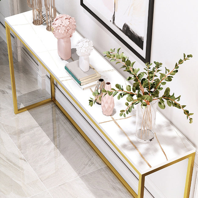 29.53" Tall Glam Console Table Stain Resistant Accent Table with 1 Shelf