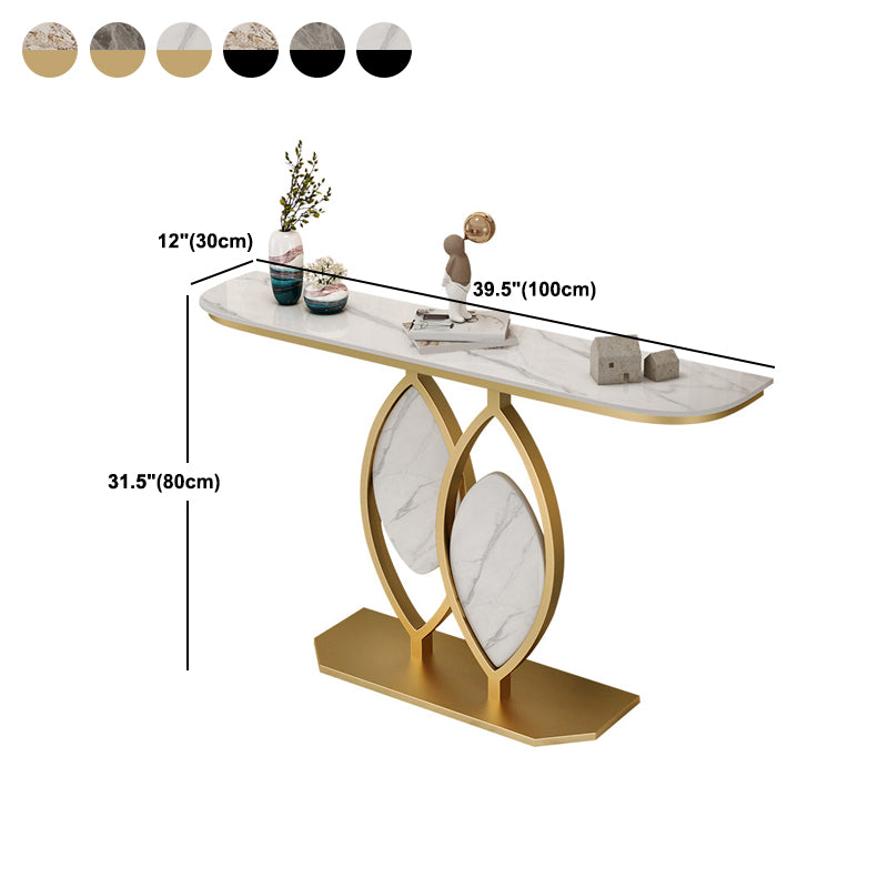 Stone Top Accent Console Table Antique Gold Console Table with Metal Leg