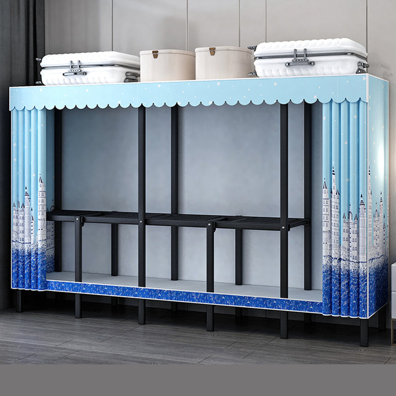 Contemporary Wardrobe Armoire with Shelves Steel Wardrobe Cabinet