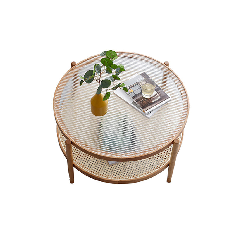 Tropical Round Cocktail Table Glass Top Coffee Cocktail Table