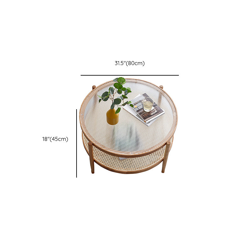 Tropical Round Cocktail Table Glass Top Coffee Cocktail Table