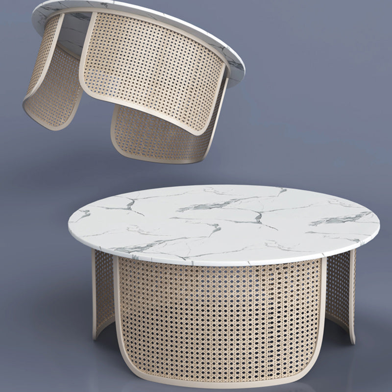 Contemporary Round Cocktail Table Single Slate Coffee Cocktail Table