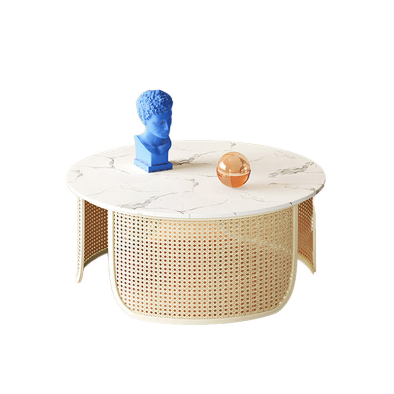 Contemporary Round Cocktail Table Single Slate Coffee Cocktail Table