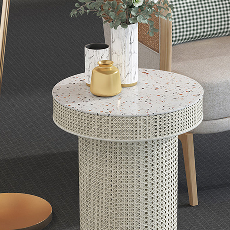 Contemporary Round Cocktail Table Single Slate Coffee Cocktail Table