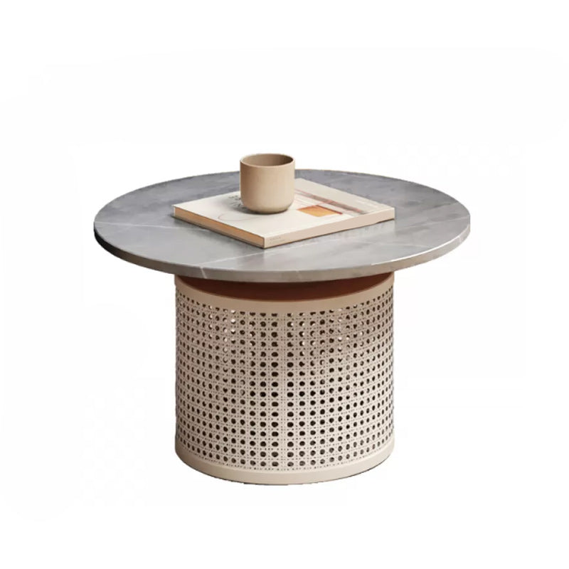 Contemporary Round Cocktail Table Single Slate Coffee Cocktail Table