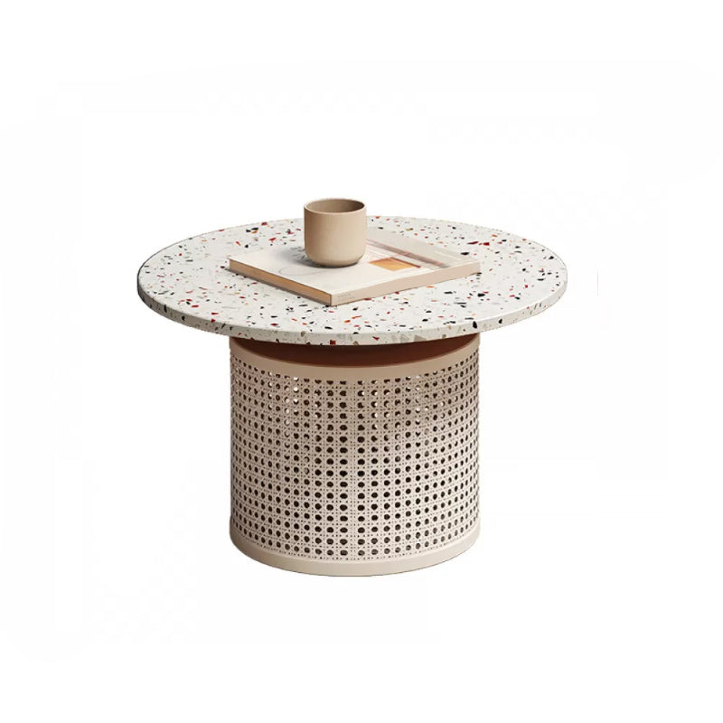 Contemporary Round Cocktail Table Single Slate Coffee Cocktail Table
